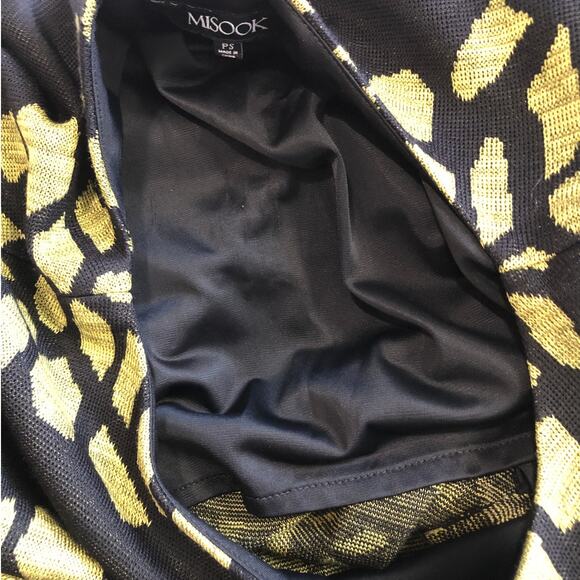 Misook Black Green Knit Sheath Dress PSmall Abstract Print Stretch Chic Designer - Picture 11 of 11